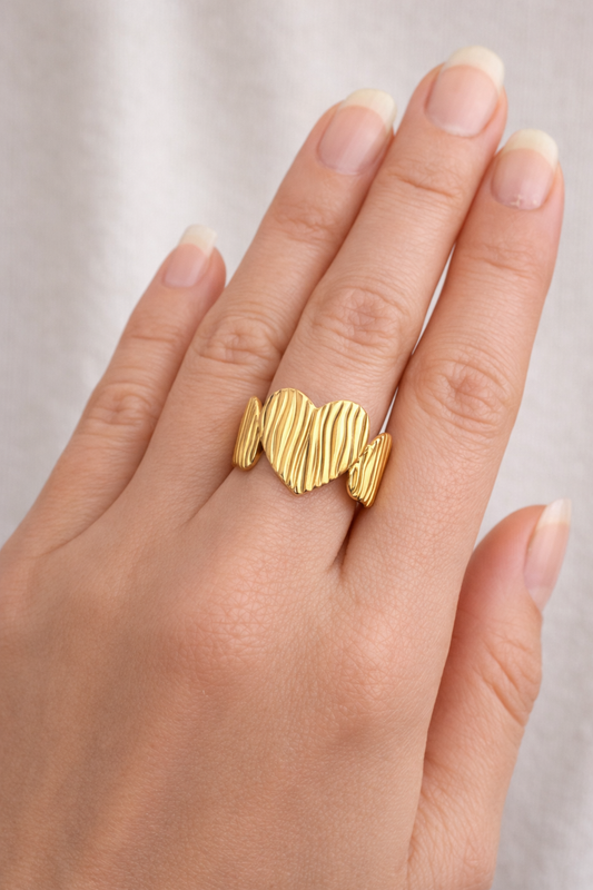 Anillo Corazones Gold - Enchape de Oro 18k - Ajustable