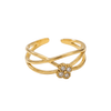 Anillo Flor Brillante - Enchape de Oro 18k - Ajustable