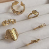 Lote de 6 Anillos Ajustables - Enchape de Oro 18k
