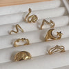 Lote Variado de 7 Anillos Ajustables – Enchape de Oro 18k
