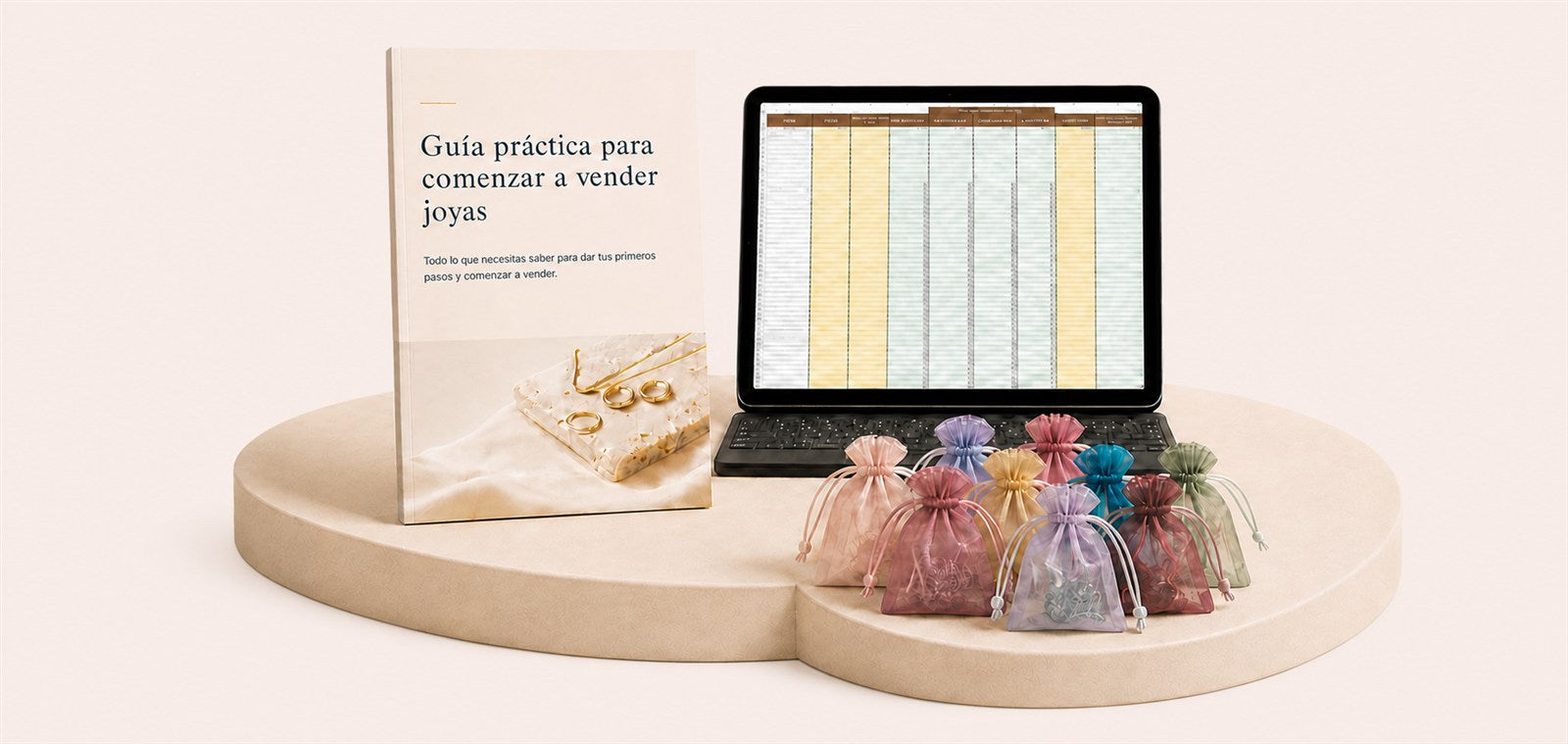Kit de inicio Glamora con bolsitas, guía y herramientas de venta
